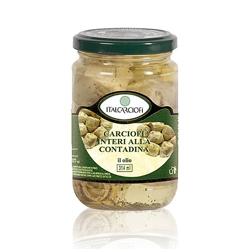 Artiskokker contadina i olie KVARTE glas 314ml Italcarciofi 12stk/ks